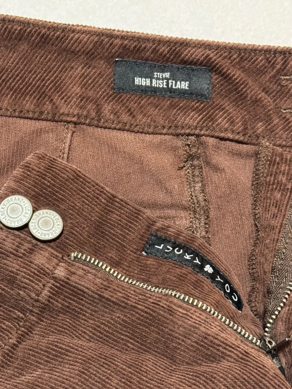 Lucky Brand Stevie High Rise Corduroy Flare Pants Brown Women’s Sz 12/31R - Picture 7 of 14